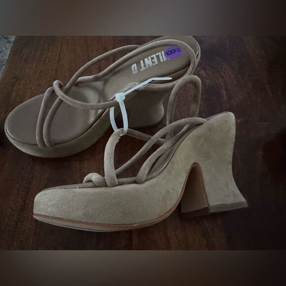 Anthropologie Silent D Star Platform heels Taupe 8 NEW - Picture 5 of 6